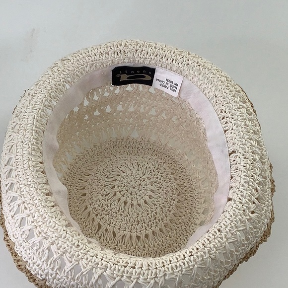 Augusta Hats Paper Crochet Hemmed Dual Color Packable Bowler Hat Size OS EUC - Picture 10 of 13